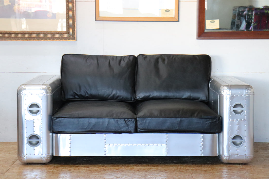 TNC 2-Seater sofa, Top Grain Leather and Aluminum
