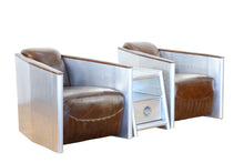 Load image into Gallery viewer, TNC Spitfire Armchairs and Cabinet, Genuine Leather & Aluminum, C663x2+T1039