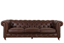 Load image into Gallery viewer, TNC Genuine Leather Chesterfield 3-Seater Sofa, A102S Dark Brown