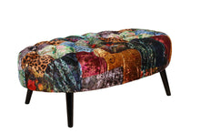 Load image into Gallery viewer, TNC Green Jungle Oval Patchwork Ottoman, 103C