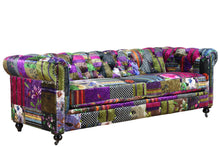 Load image into Gallery viewer, TNC Patchwork Chesterfield 3 Seater Sofa, 1060S-88C