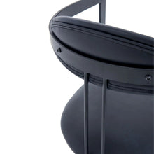 Load image into Gallery viewer, TNC Lunette Chair, Black Leather and Steel Frame