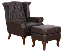 Load image into Gallery viewer, TNC Large Wing Chair and Ottoman, Dark Brown
