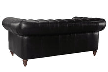 Load image into Gallery viewer, Aged Top Grain Leather Chesterfield 2-Seater Sofa, A102L Black
