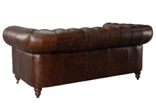 Load image into Gallery viewer, Aged Top Grain Leather Chesterfield 2-Seater Sofa, Dark Brown
