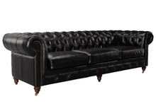Load image into Gallery viewer, Aged Top Grain Leather Chesterfield 3 Seater Sofa, A102S Black
