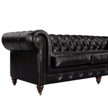 Load image into Gallery viewer, Aged Top Grain Leather Chesterfield 3 Seater Sofa, A102S Black
