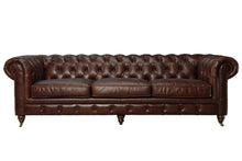 Load image into Gallery viewer, Aged Top Grain Leather Chesterfield 3 Seater Sofa, A102-S, Brown
