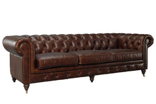 Load image into Gallery viewer, Aged Top Grain Leather Chesterfield 3 Seater Sofa, Dark Brown
