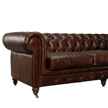 Load image into Gallery viewer, Aged Top Grain Leather Chesterfield 3 Seater Sofa, Dark Brown
