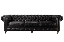 Load image into Gallery viewer, Aged Top Grain Leather Chesterfield 3 Seater Sofa, A102S Black
