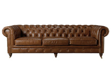 Load image into Gallery viewer, Aged Top Grain Leather Chesterfield 3 Seater Sofa, A102-S, Brown
