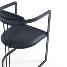 Load image into Gallery viewer, TNC Lunette Chair, Black Leather and Steel Frame
