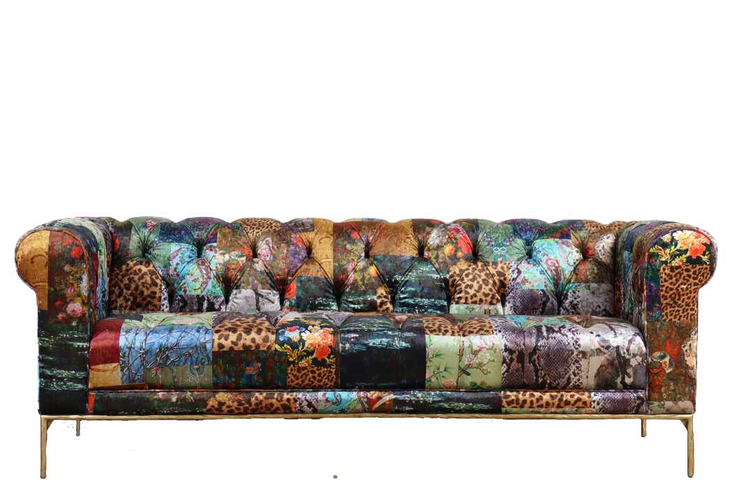 TNC Contemporary Chesterfield 3 Seater Sofa, Patchwork 55D