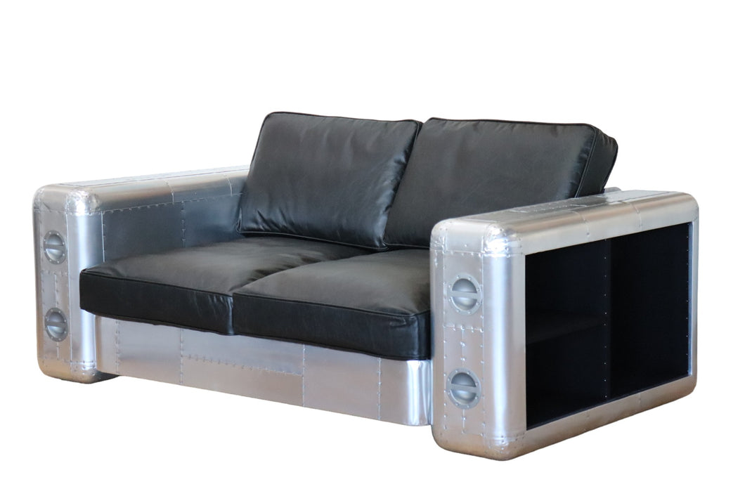TNC 2-Seater sofa, Top Grain Leather and Aluminum