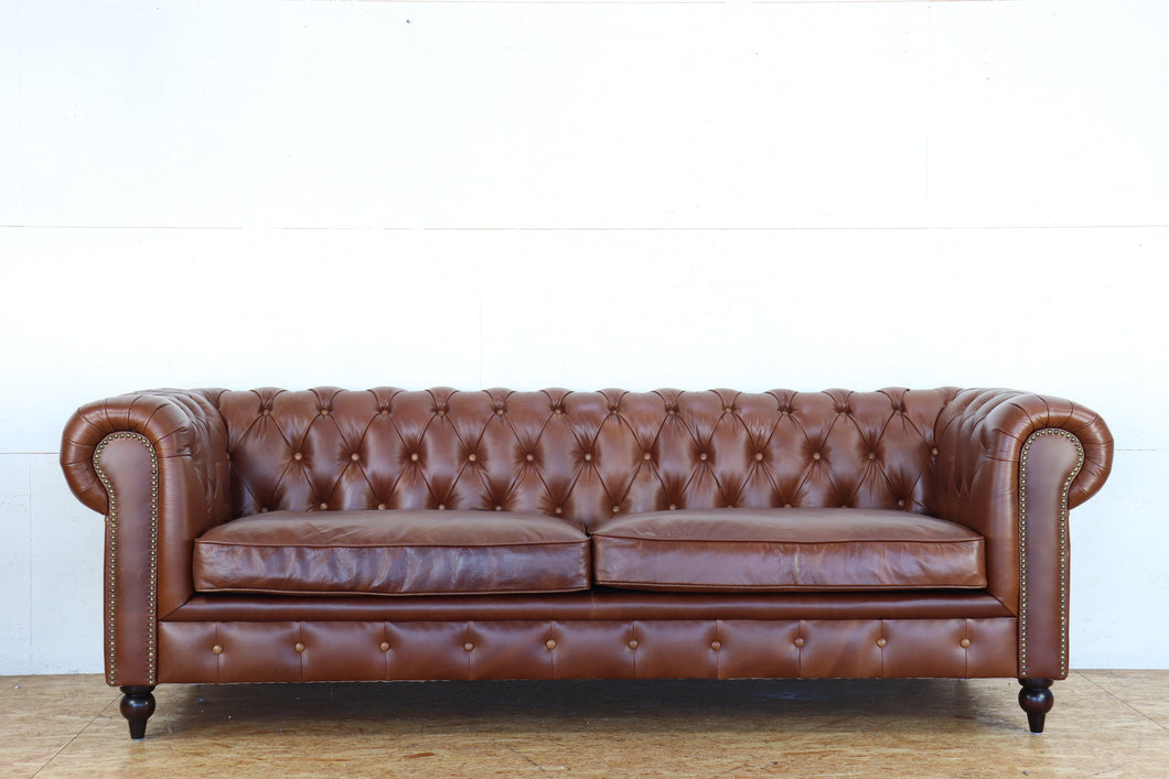 TNC 3-Seater Chesterfield Sofa, Genuine Leather