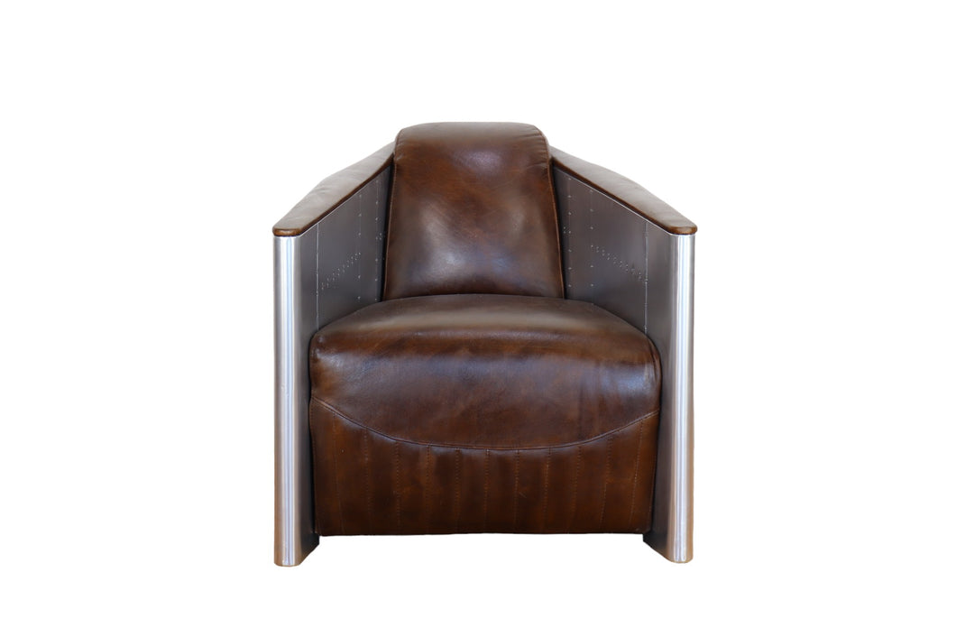 TNC Spitfire Armchair, Top Grain Leather & Aluminum, C633