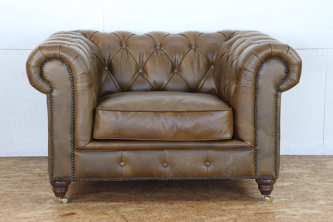TNC Single Seater Chesterfield Sofa, Genuine Leather