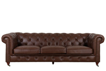Load image into Gallery viewer, TNC Top Grain Leather Chesterfield 3-Seater Sofa, Brown
