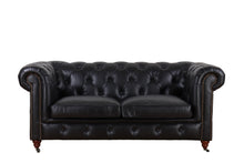 Load image into Gallery viewer, TNC Top Grain Leather Chesterfield 2-Seater Sofa, Black
