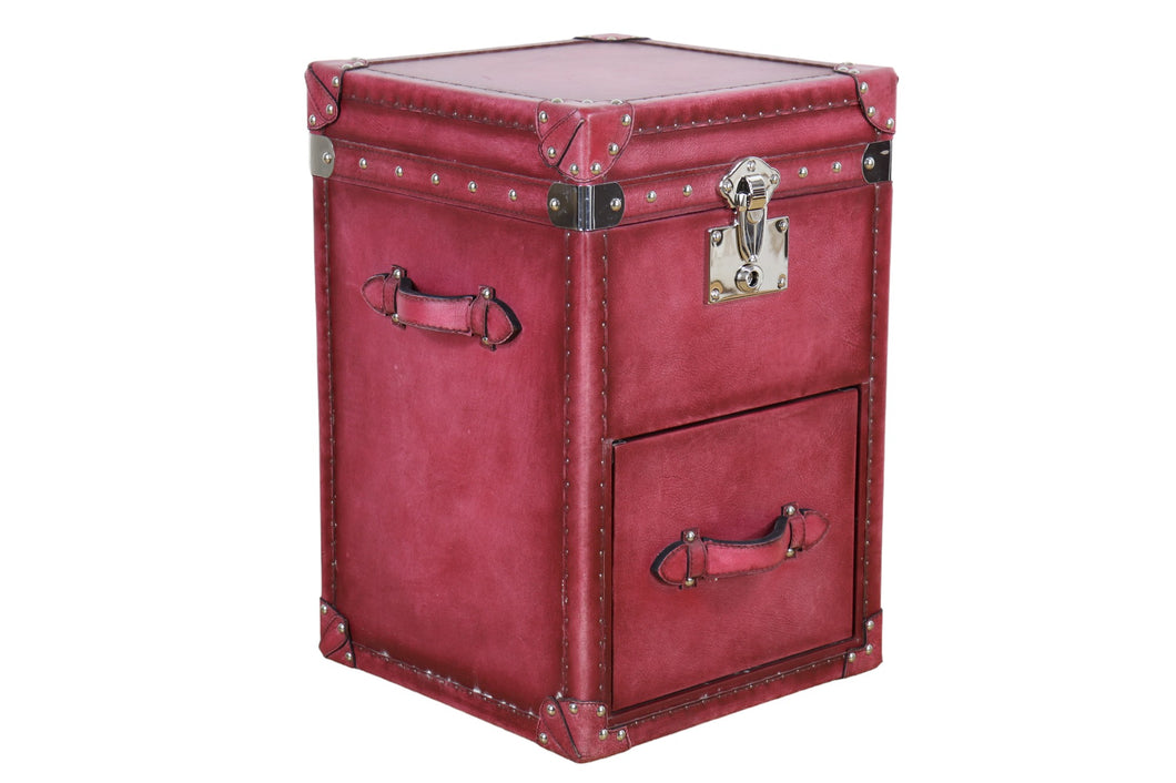 TNC Leather Trunk Cabinet, 1 Drawer