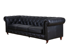 Load image into Gallery viewer, TNC Top Grain Leather Chesterfield 3 Seater Sofa, Black
