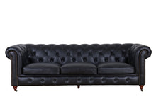 Load image into Gallery viewer, TNC Top Grain Leather Chesterfield 3 Seater Sofa, Black
