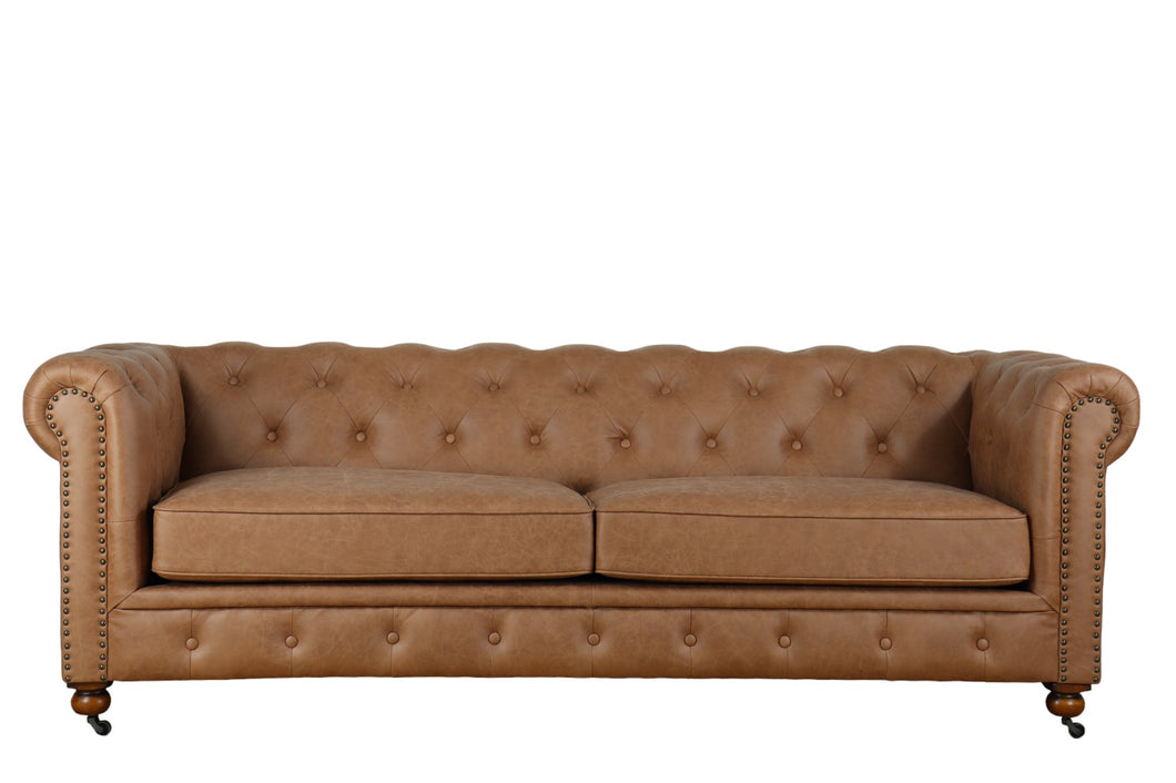 TNC Chesterfield 3 Seater Sofa, Light Brown