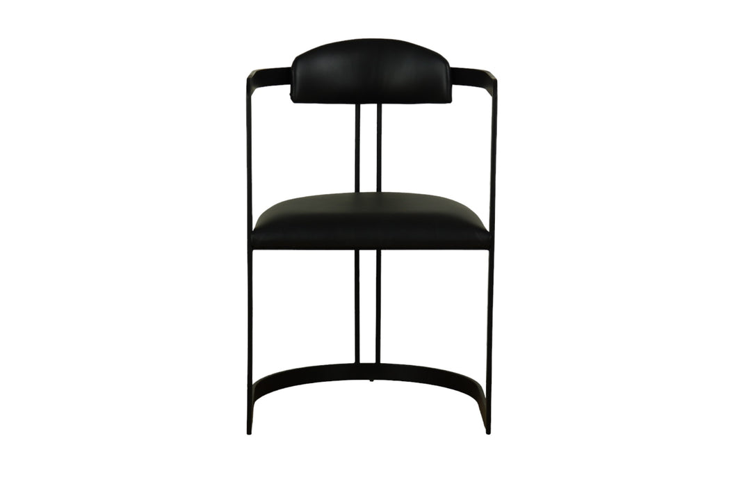 TNC Lunette Chair, Black Leather and Steel Frame