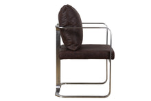 Load image into Gallery viewer, TNC Dining Chair, Brown Leather and Brushed Steel Frame
