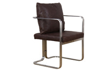 Load image into Gallery viewer, TNC Dining Chair, Brown Leather and Brushed Steel Frame
