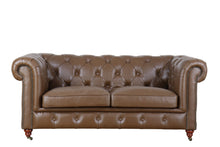 Load image into Gallery viewer, TNC Top Grain Leather Chesterfield 2 Seater Sofa, Putty Brown

