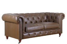 Load image into Gallery viewer, TNC Top Grain Leather Chesterfield 2 Seater Sofa, Putty Brown
