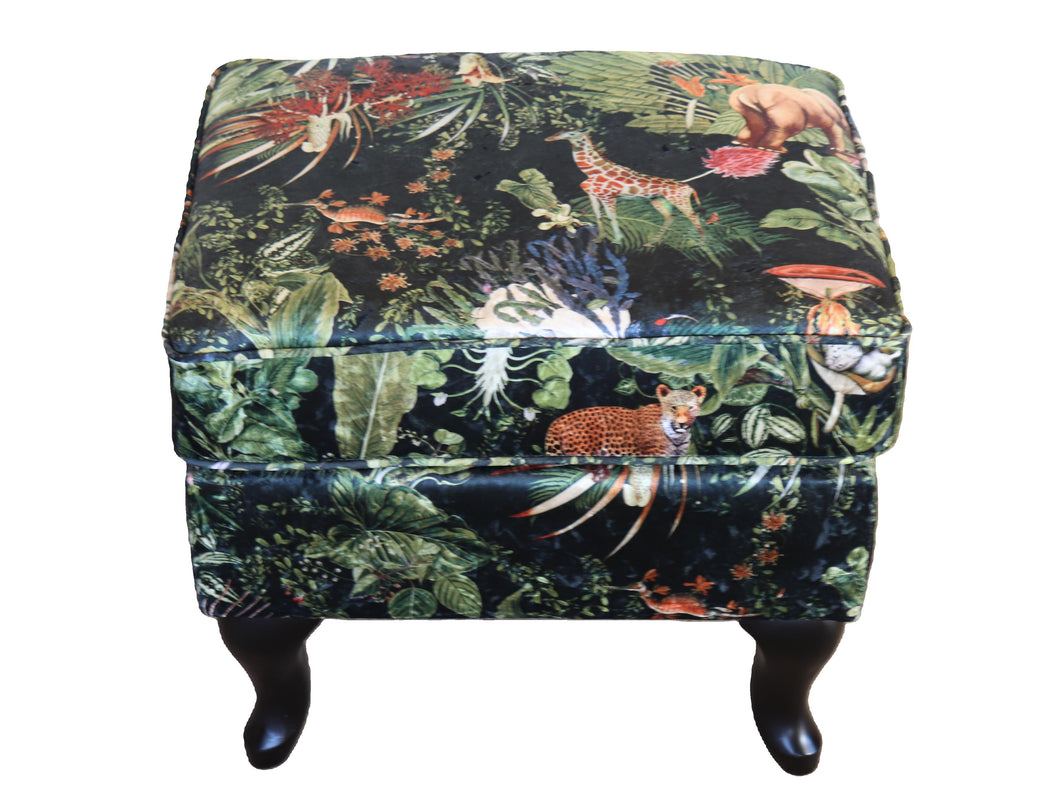 TNC Green Jungle Patchwork Ottoman, 103C