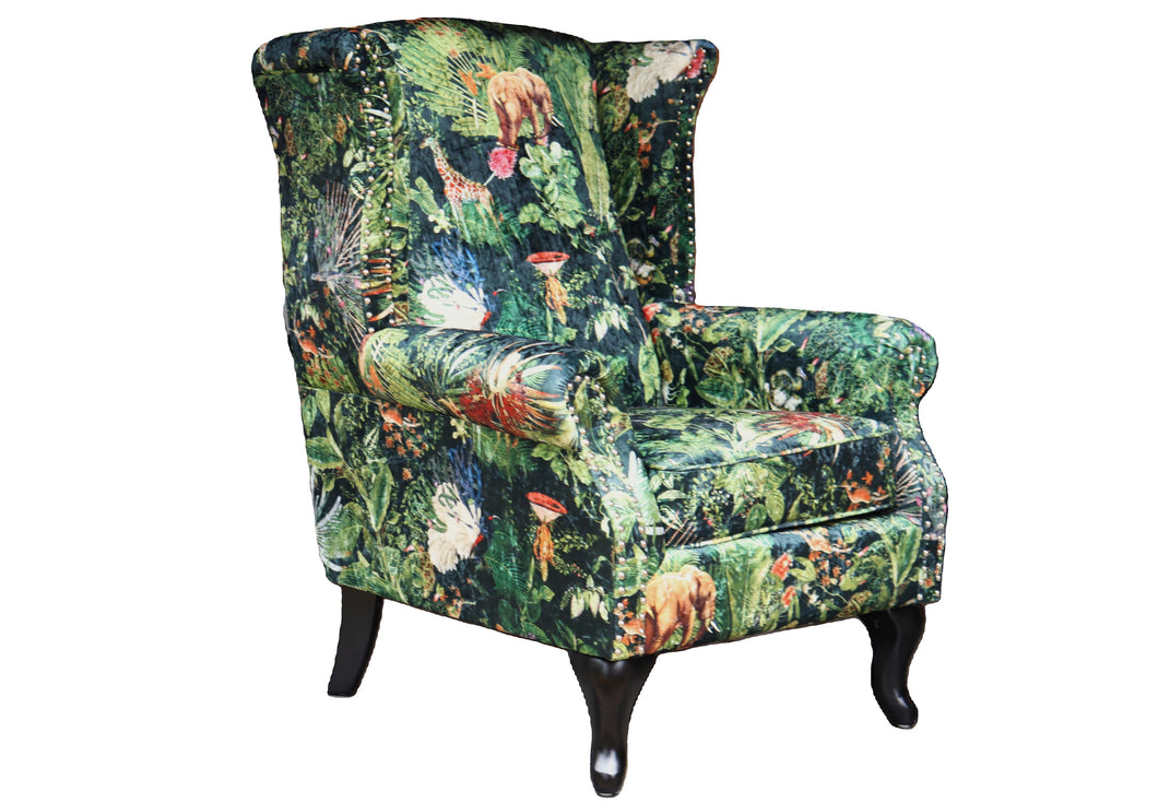 TNC Green Jungle Large Patchwork Wing Chair, 2199-103C