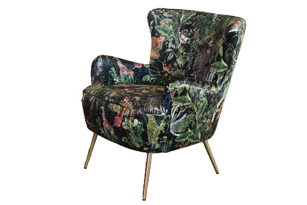 TNC Green Jungle Patchwork Accent Chair, 2393-2 103C