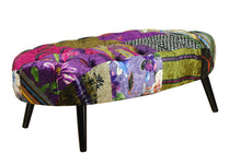 Load image into Gallery viewer, TNC Green Jungle Oval Patchwork Ottoman, 103C
