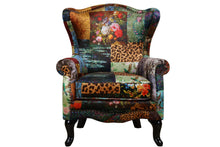 Load image into Gallery viewer, TNC Green Jungle Patchwork Wing Chair, 2222-103C

