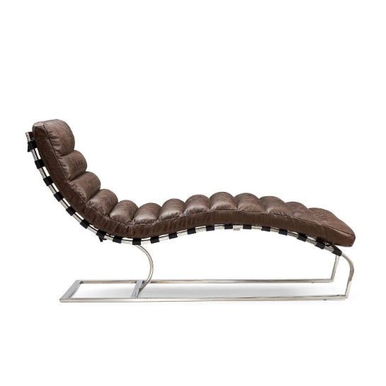 TNC Elms Chaise Lounge Chair, Top Grain Leather, AC136