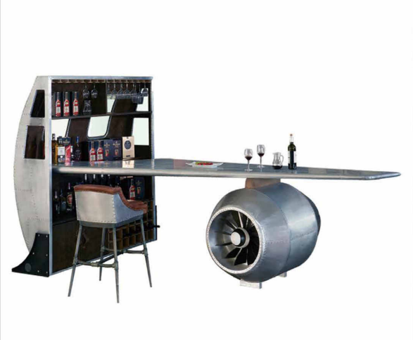 TNC Aviator Bar Table & Cabinet, Aluminum