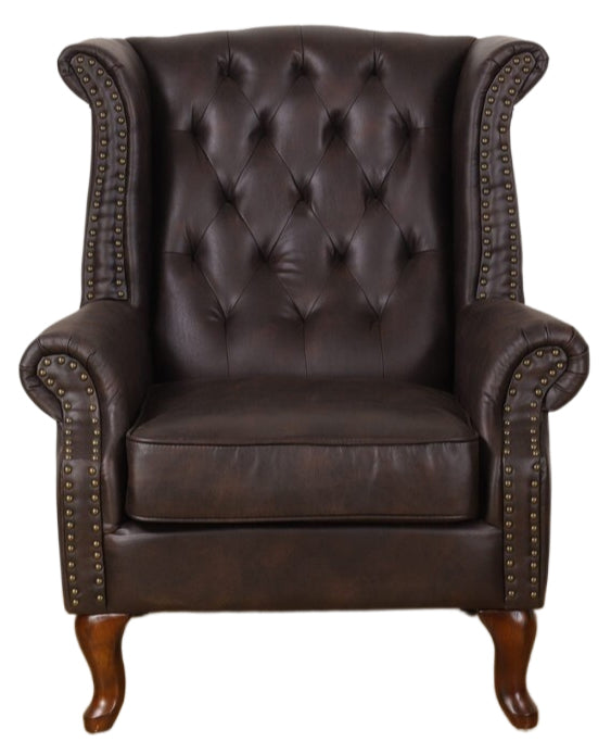 TNC Large Wing Chair 2199, Dark Brown