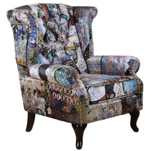 Load image into Gallery viewer, TNC Large Patchwork Wing Chair 2199-76B

