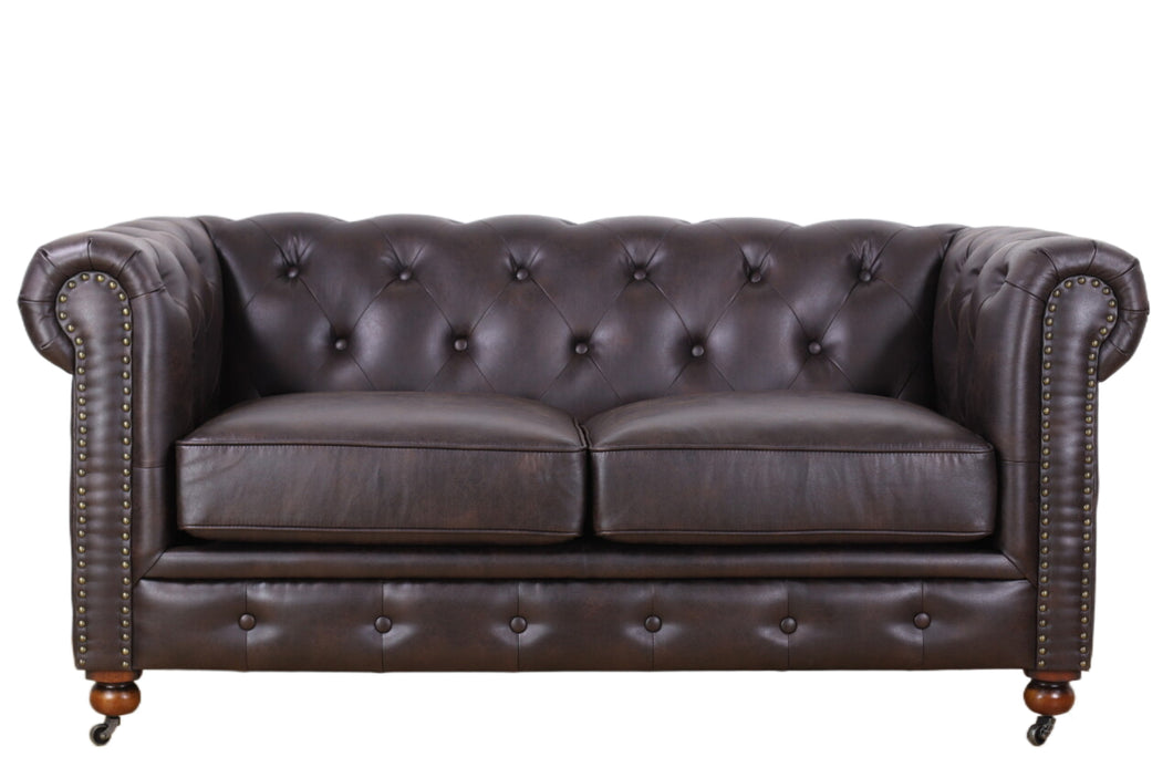 TNC Chesterfield 2 Seater Sofa, 1060L, Dark Brown