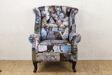 Load image into Gallery viewer, TNC Large Patchwork Wing Chair 2199-76B
