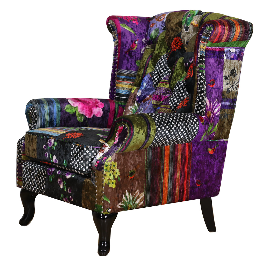 TNC Large Patchwork Wing Chair, 88C
